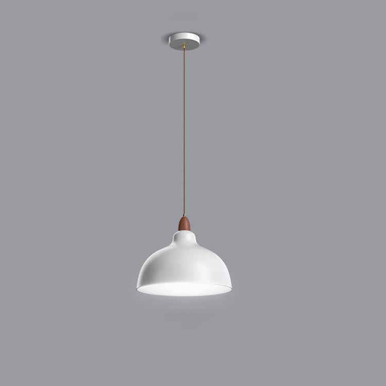 Lustre suspendu moderne minimaliste en forme de bol en bois avec 1 lumière pour chambre 