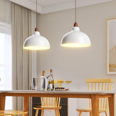 Lustre suspendu moderne minimaliste en forme de bol en bois avec 1 lumière pour chambre 