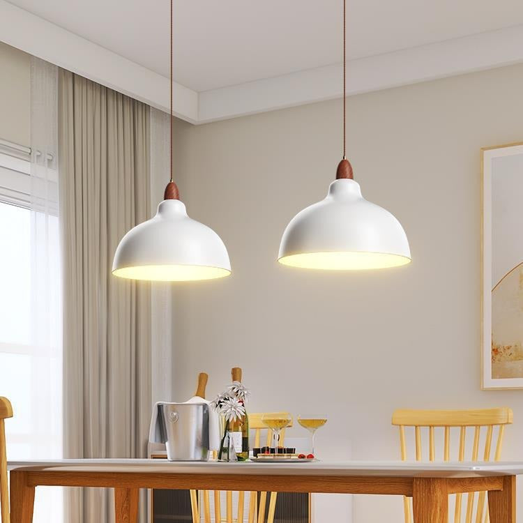 Moderne minimalistische schalenförmige Hardware Holz 2/3 Licht Insel Licht Kronleuchter für Esszimmer 