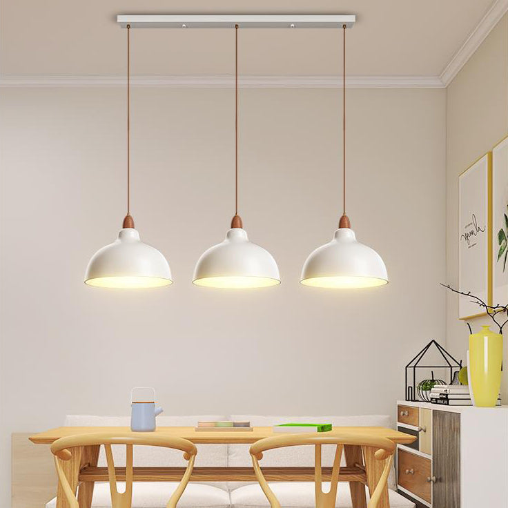 Moderne minimalistische schalenförmige Hardware Holz 2/3 Licht Insel Licht Kronleuchter für Esszimmer 