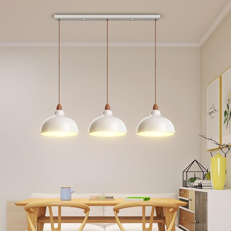Moderne minimalistische schalenförmige Hardware Holz 2/3 Licht Insel Licht Kronleuchter für Esszimmer 