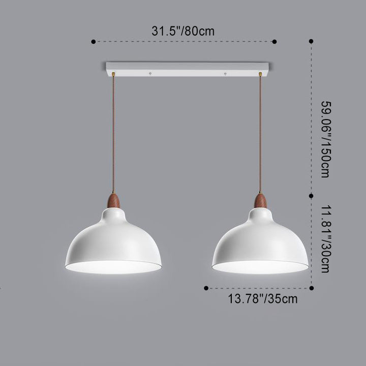 Chandelier moderne minimaliste en forme de bol en bois avec 2/3 lumières pour la salle à manger 
