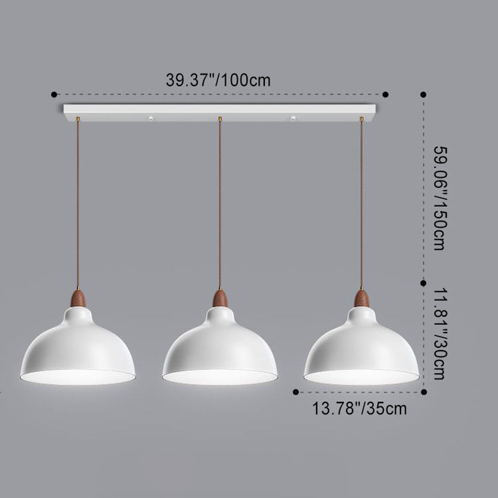 Moderne minimalistische schalenförmige Hardware Holz 2/3 Licht Insel Licht Kronleuchter für Esszimmer 