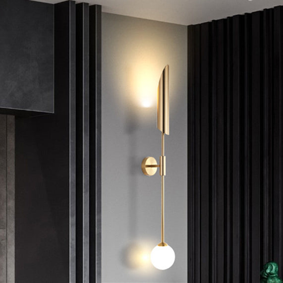 Modern Luxury Geometric Golden Arrow Iron Glass 1/2 Light Wall Sconce Lamp For Bedroom