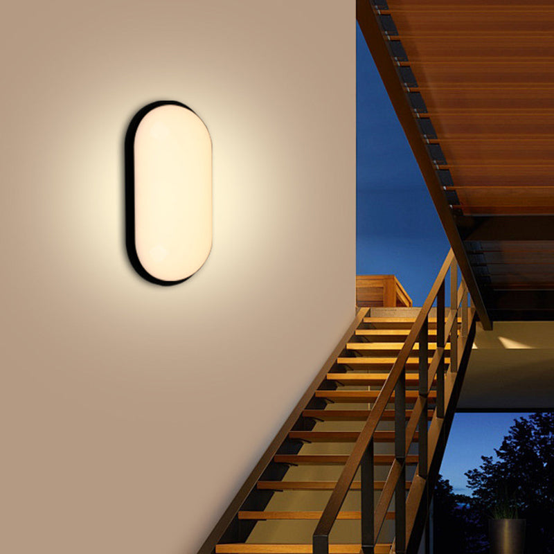 Lámpara de Aplique de Pared LED Ovalada Impermeable Minimalista Moderna de PP PC para Exterior 