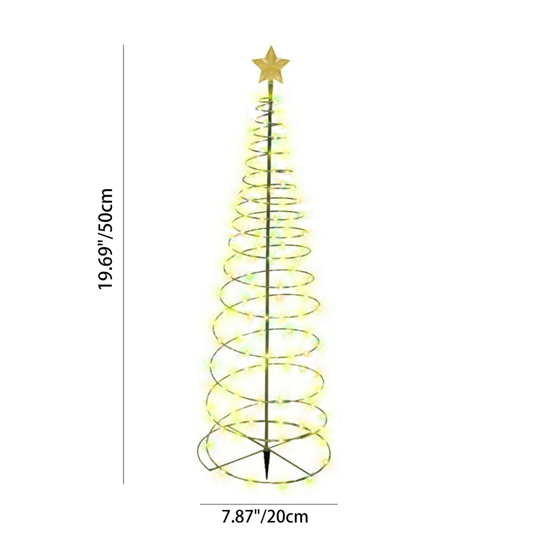 Moderne Art Deco Solar Wasserdichte Eisen Kunststoff Stern Spiral Weihnachtsbaum LED Rasen Landschaftslicht Für Außen Terrasse 