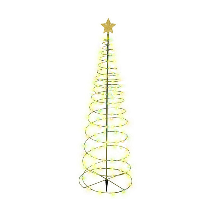 Moderne Art Deco Solar Wasserdichte Eisen Kunststoff Stern Spiral Weihnachtsbaum LED Rasen Landschaftslicht Für Außen Terrasse 