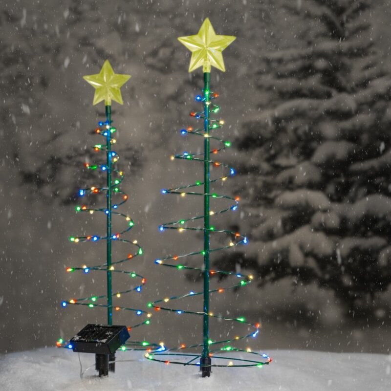 Moderne Art Deco Solar Wasserdichte Eisen Kunststoff Stern Spiral Weihnachtsbaum LED Rasen Landschaftslicht Für Außen Terrasse 