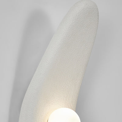 Traditional Japanese Irregular Long Curved Oval High-Density Polystyrene 1-Light Wall Sconce Lamp For Living Room