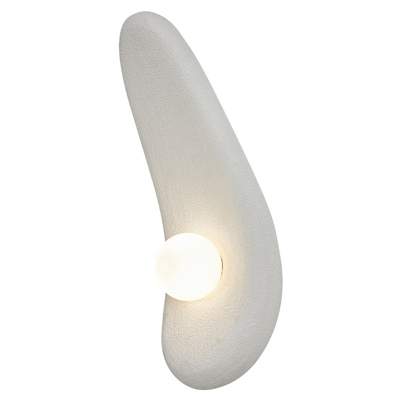 Traditional Japanese Irregular Long Curved Oval High-Density Polystyrene 1-Light Wall Sconce Lamp For Living Room