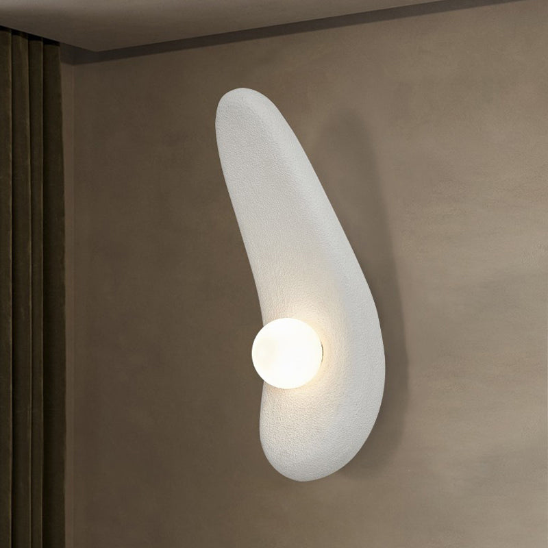 Traditional Japanese Irregular Long Curved Oval High-Density Polystyrene 1-Light Wall Sconce Lamp For Living Room