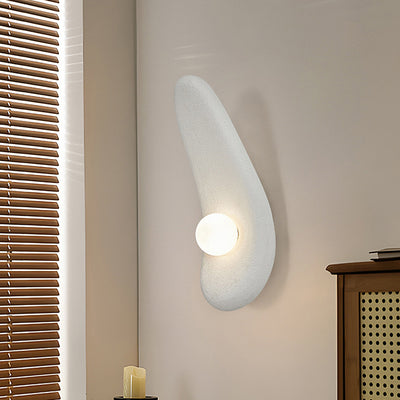 Traditional Japanese Irregular Long Curved Oval High-Density Polystyrene 1-Light Wall Sconce Lamp For Living Room