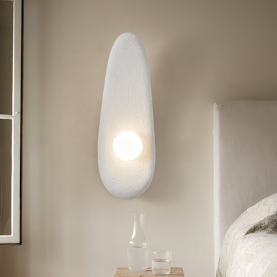 Traditional Japanese Irregular Long Curved Oval High-Density Polystyrene 1-Light Wall Sconce Lamp For Living Room
