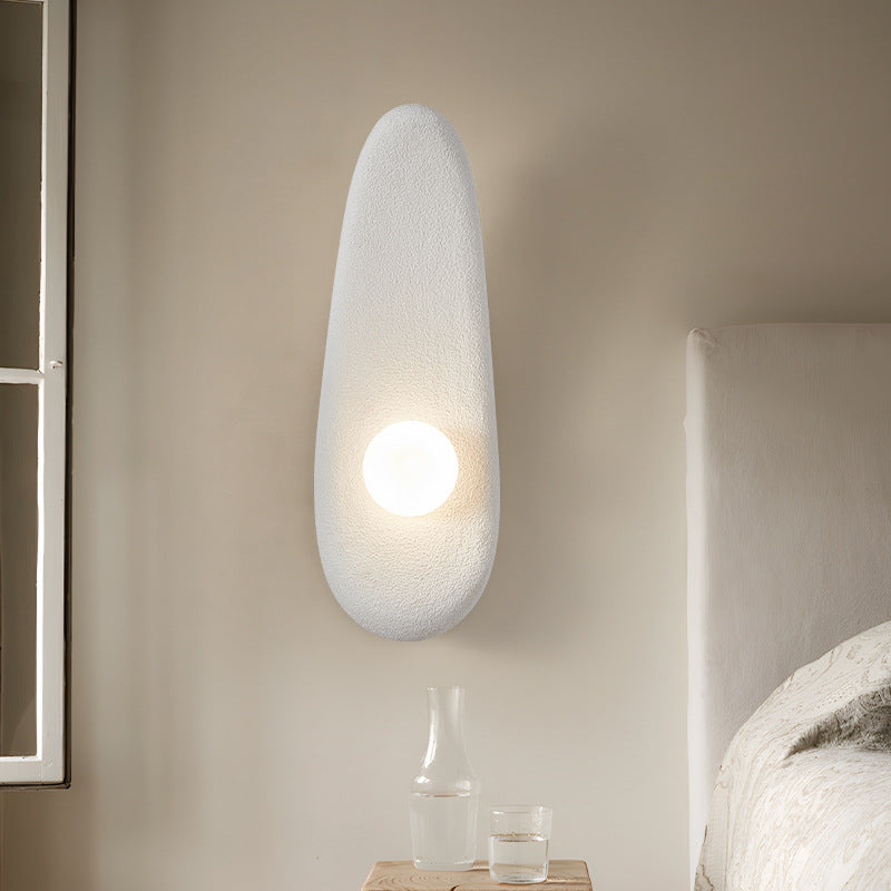 Traditional Japanese Irregular Long Curved Oval High-Density Polystyrene 1-Light Wall Sconce Lamp For Living Room