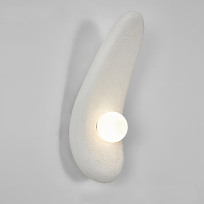 Traditional Japanese Irregular Long Curved Oval High-Density Polystyrene 1-Light Wall Sconce Lamp For Living Room