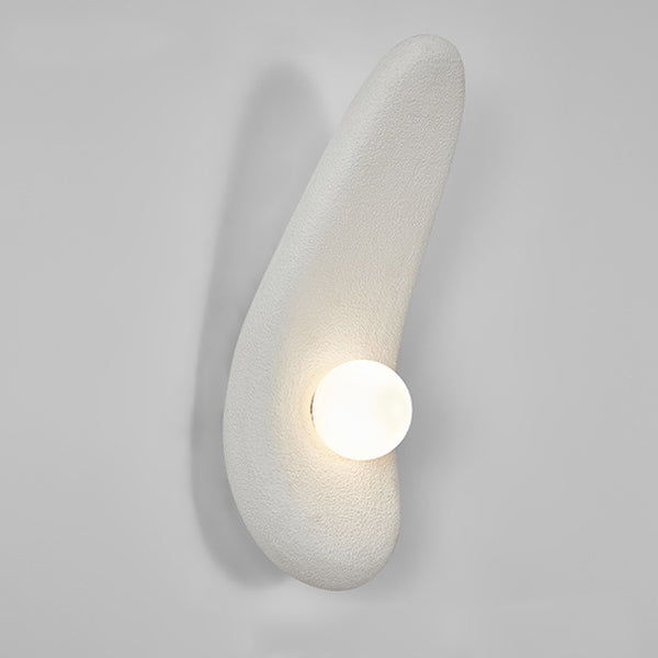 Traditional Japanese Irregular Long Curved Oval High-Density Polystyrene 1-Light Wall Sconce Lamp For Living Room