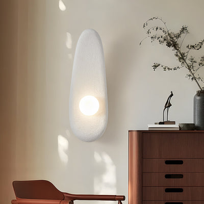 Traditional Japanese Irregular Long Curved Oval High-Density Polystyrene 1-Light Wall Sconce Lamp For Living Room