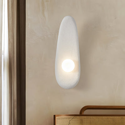 Traditional Japanese Irregular Long Curved Oval High-Density Polystyrene 1-Light Wall Sconce Lamp For Living Room