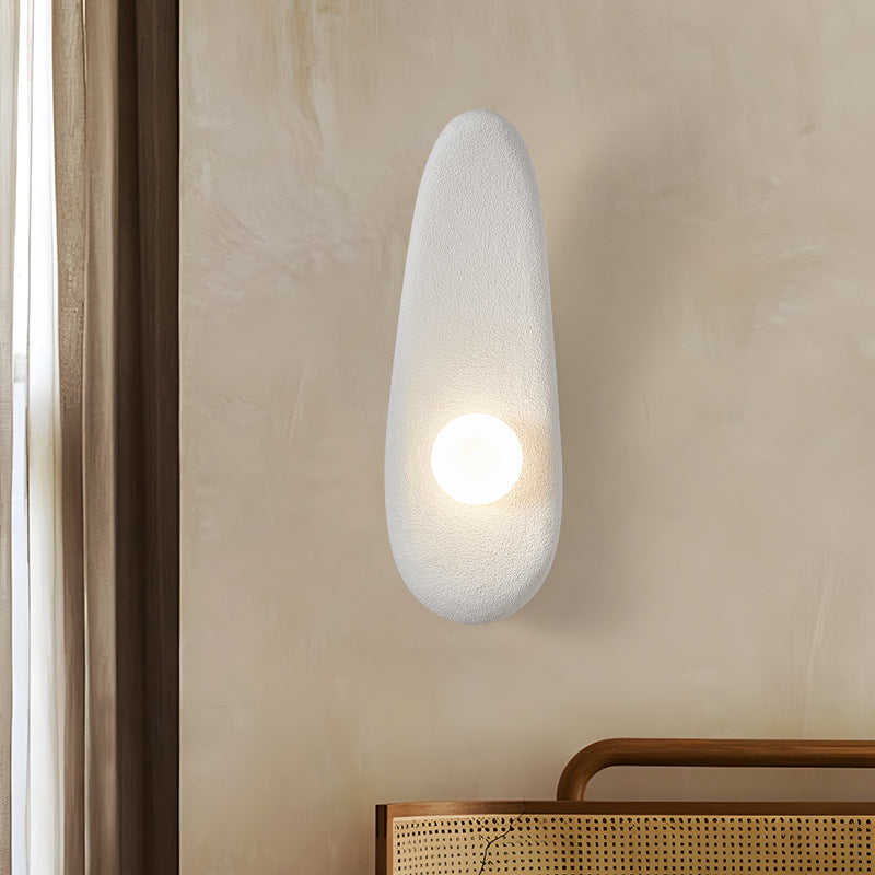 Traditional Japanese Irregular Long Curved Oval High-Density Polystyrene 1-Light Wall Sconce Lamp For Living Room