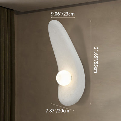 Traditional Japanese Irregular Long Curved Oval High-Density Polystyrene 1-Light Wall Sconce Lamp For Living Room