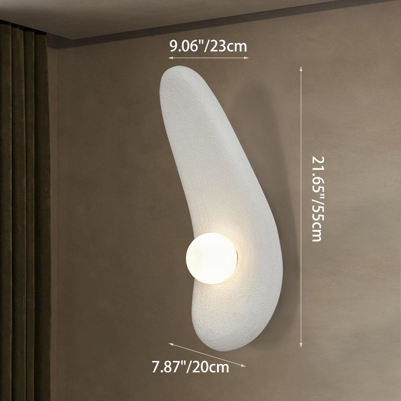 Traditional Japanese Irregular Long Curved Oval High-Density Polystyrene 1-Light Wall Sconce Lamp For Living Room