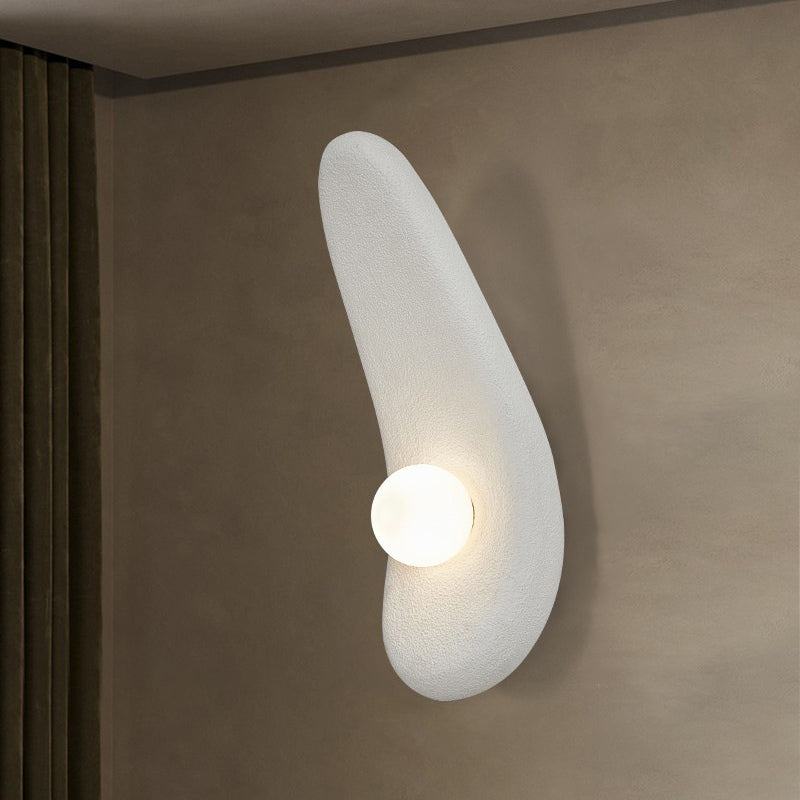 Traditional Japanese Irregular Long Curved Oval High-Density Polystyrene 1-Light Wall Sconce Lamp For Living Room