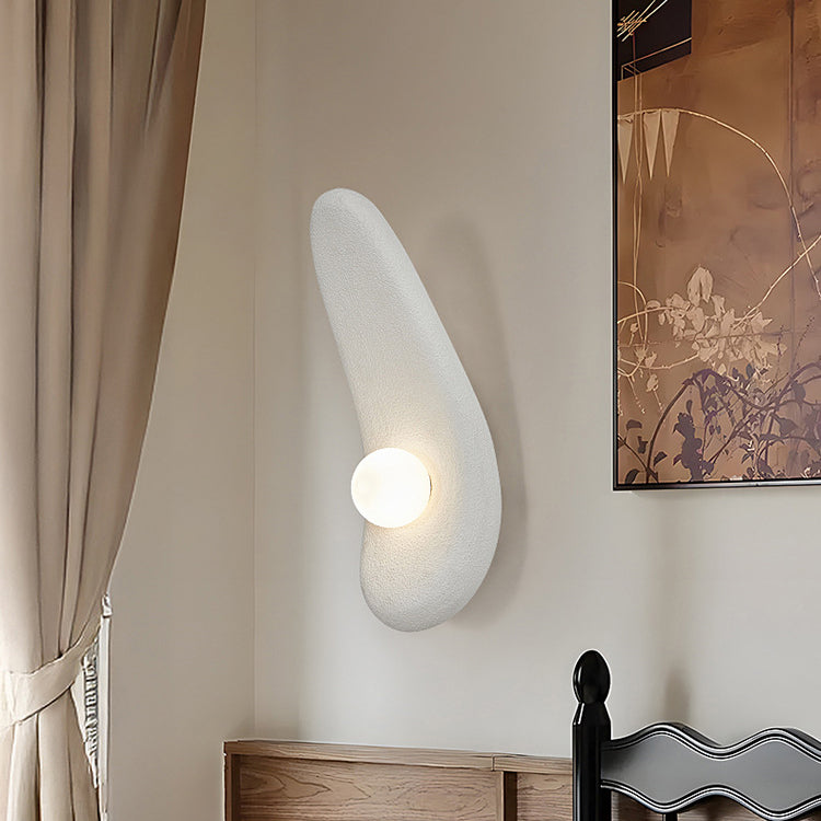 Traditional Japanese Irregular Long Curved Oval High-Density Polystyrene 1-Light Wall Sconce Lamp For Living Room