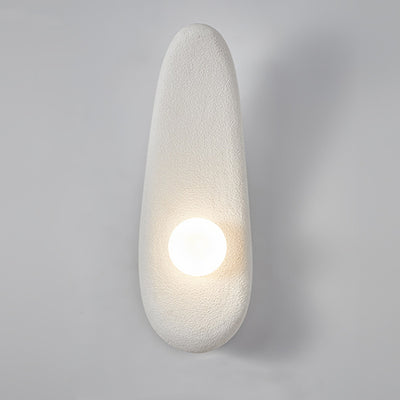 Traditional Japanese Irregular Long Curved Oval High-Density Polystyrene 1-Light Wall Sconce Lamp For Living Room