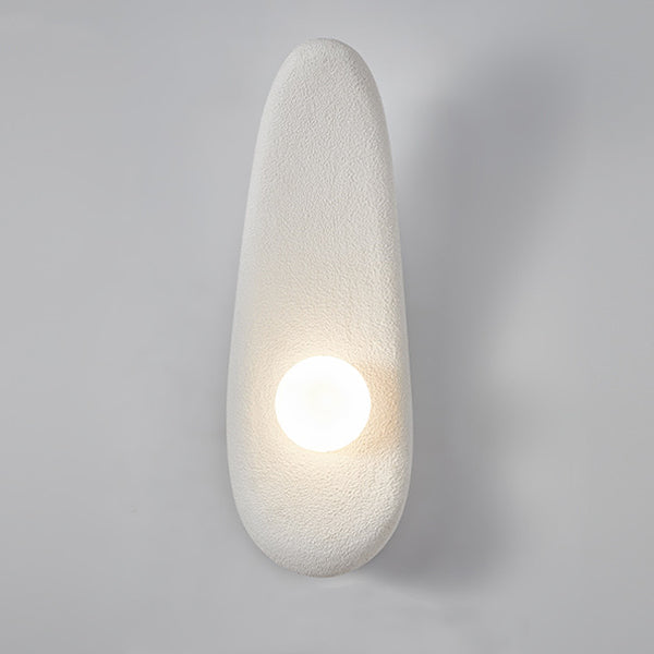 Traditional Japanese Irregular Long Curved Oval High-Density Polystyrene 1-Light Wall Sconce Lamp For Living Room