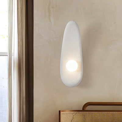 Traditional Japanese Irregular Long Curved Oval High-Density Polystyrene 1-Light Wall Sconce Lamp For Living Room