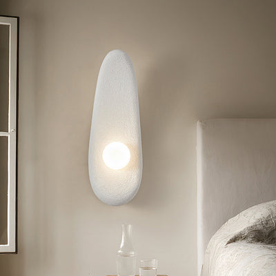 Traditional Japanese Irregular Long Curved Oval High-Density Polystyrene 1-Light Wall Sconce Lamp For Living Room