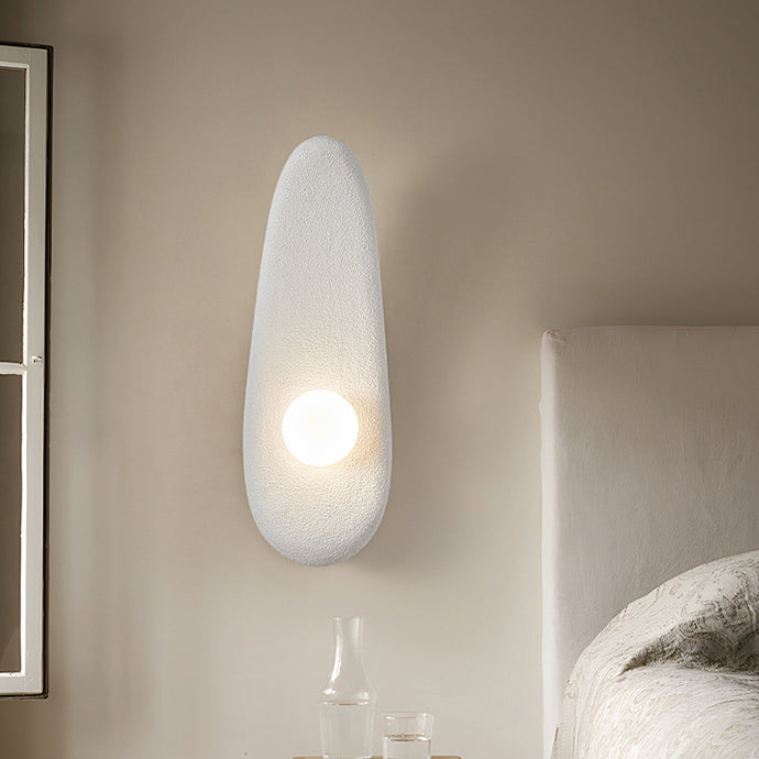 Traditional Japanese Irregular Long Curved Oval High-Density Polystyrene 1-Light Wall Sconce Lamp For Living Room