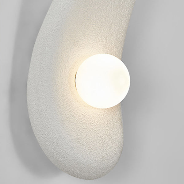 Traditional Japanese Irregular Long Curved Oval High-Density Polystyrene 1-Light Wall Sconce Lamp For Living Room