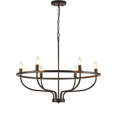 Chandeliers Contemporains en Métal Industriel Rond avec Cadre en Branche pour Bougie à 6 Lumières pour Salle à Manger 