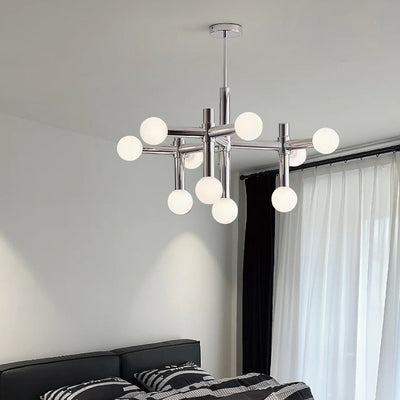 Moderne Mid-Century Sputnik Eisenrahmen Acrylkugel Schirm 10/13-Licht Kronleuchter für Wohnzimmer 