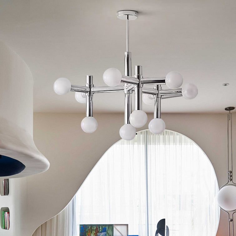 Moderne Mid-Century Sputnik Eisenrahmen Acrylkugel Schirm 10/13-Licht Kronleuchter für Wohnzimmer 