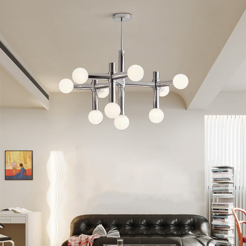 Moderne Mid-Century Sputnik Eisenrahmen Acrylkugel Schirm 10/13-Licht Kronleuchter für Wohnzimmer 