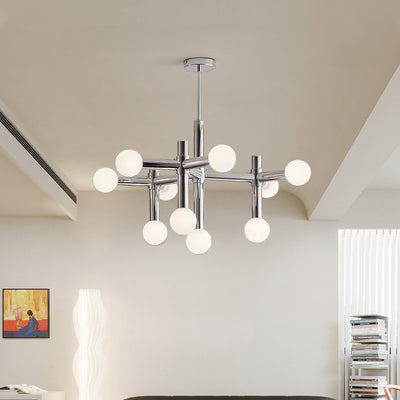 Moderne Mid-Century Sputnik Eisenrahmen Acrylkugel Schirm 10/13-Licht Kronleuchter für Wohnzimmer 