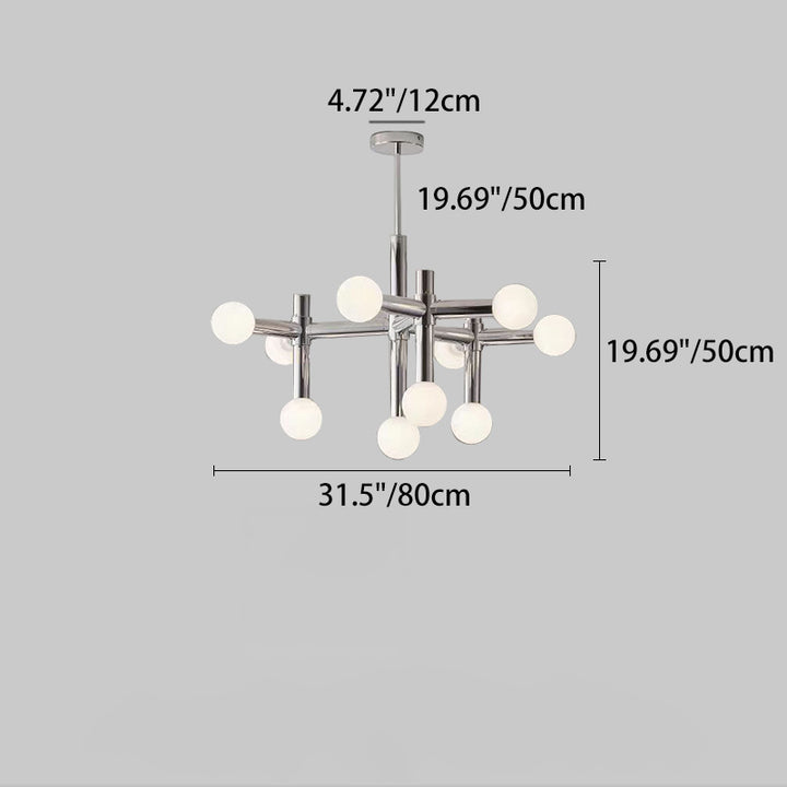 Modern Mid-Century Sputnik Iron Frame Acrylic Ball Shade 10/13-Light Chandelier For Living Room