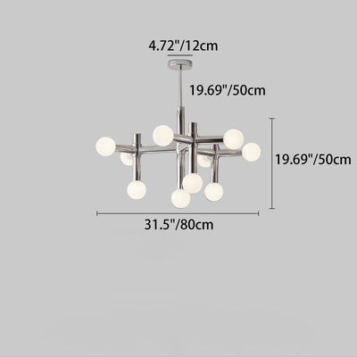 Moderne Mid-Century Sputnik Eisenrahmen Acrylkugel Schirm 10/13-Licht Kronleuchter für Wohnzimmer 