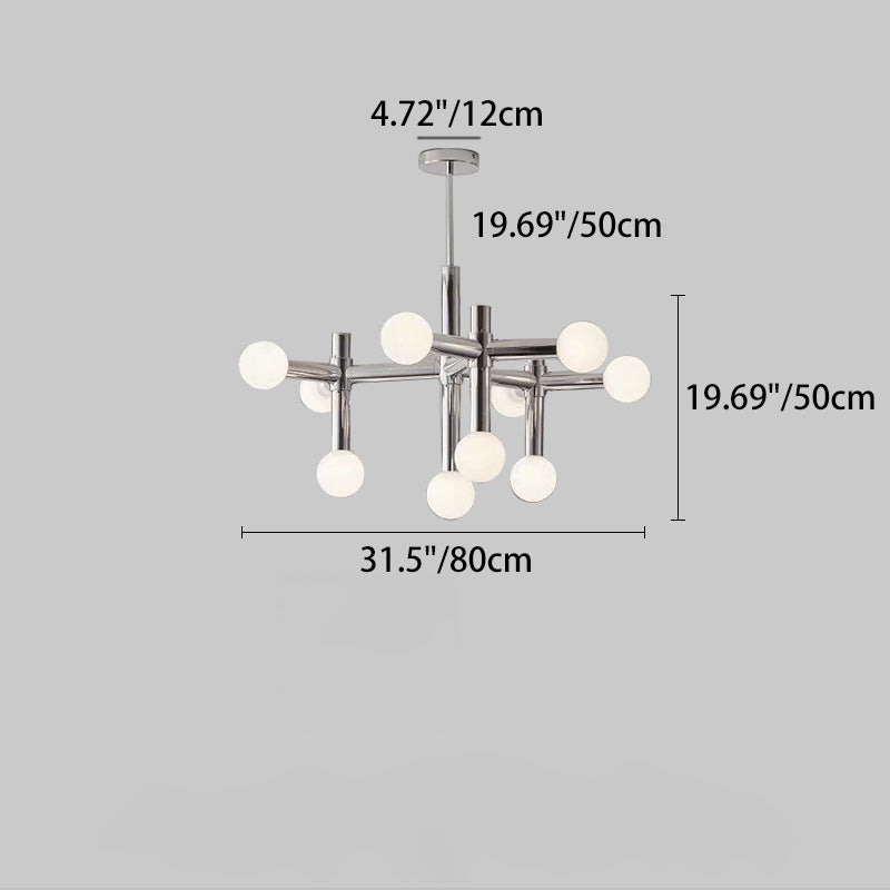 Moderne Mid-Century Sputnik Eisenrahmen Acrylkugel Schirm 10/13-Licht Kronleuchter für Wohnzimmer 