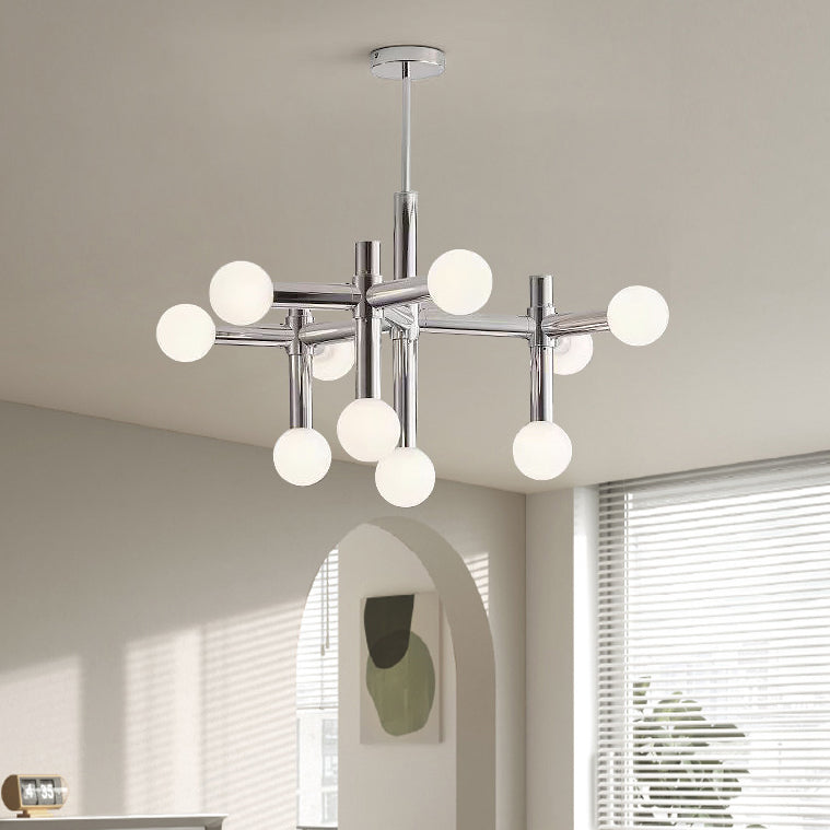 Moderne Mid-Century Sputnik Eisenrahmen Acrylkugel Schirm 10/13-Licht Kronleuchter für Wohnzimmer 