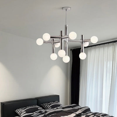 Moderne Mid-Century Sputnik Eisenrahmen Acrylkugel Schirm 10/13-Licht Kronleuchter für Wohnzimmer 