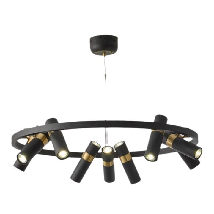 Contemporary Industrial Rotatable Glass Metal Tube Circle Ring 3/6/9-Light Chandeliers For Dining Room