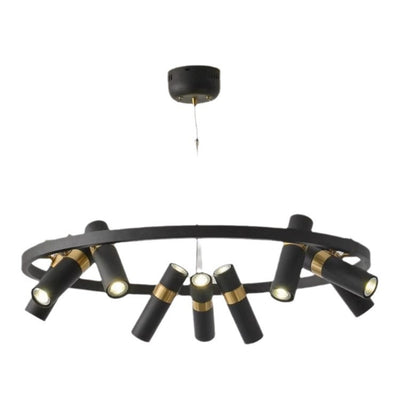 Lustres Contemporains en Verre Métal Rotatif avec Anneau de Tube pour 3/6/9 Lumières pour Salle à Manger 