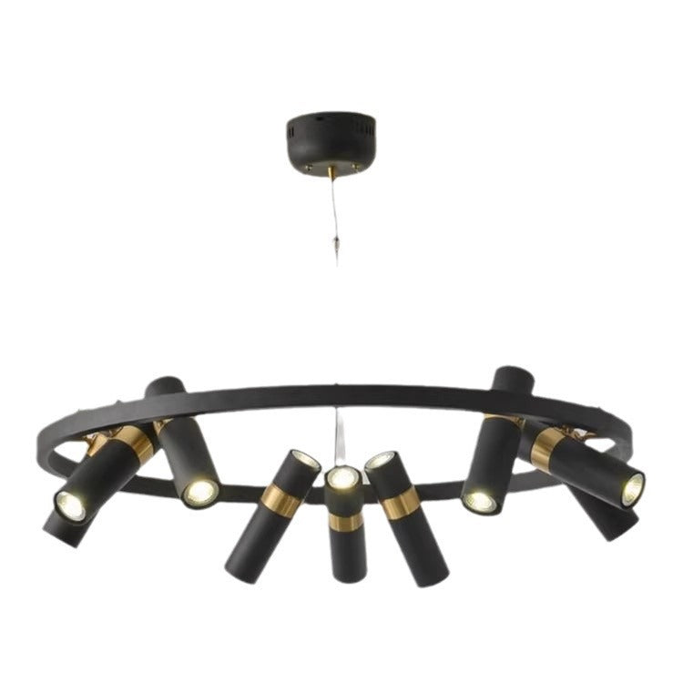 Lustres Contemporains en Verre Métal Rotatif avec Anneau de Tube pour 3/6/9 Lumières pour Salle à Manger 