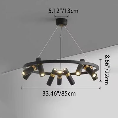 Lustres Contemporains en Verre Métal Rotatif avec Anneau de Tube pour 3/6/9 Lumières pour Salle à Manger 