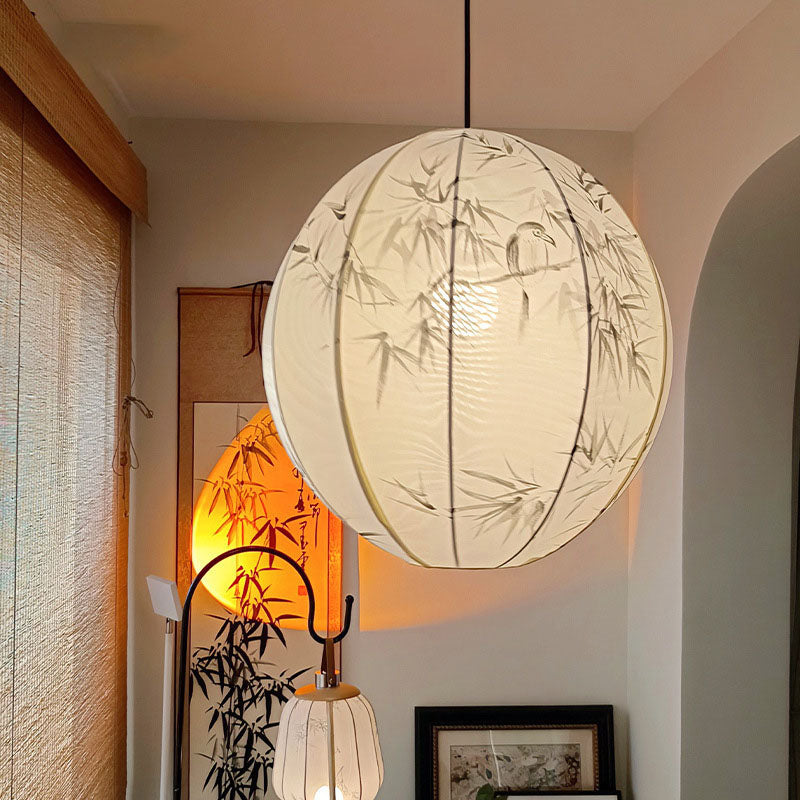 Abat-jour rond en tissu avec motif d&