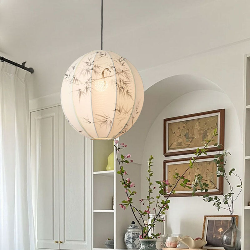 Abat-jour rond en tissu avec motif d&