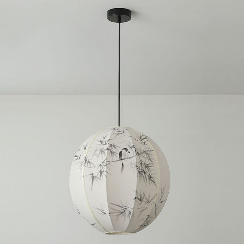 Abat-jour rond en tissu avec motif d&
